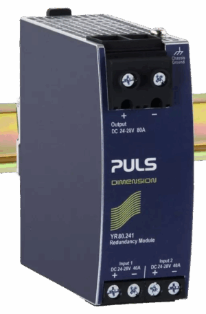 Módulo redundante PULS YR80.241 de 24 V y 80 A para sistemas de alimentación en paralelo.