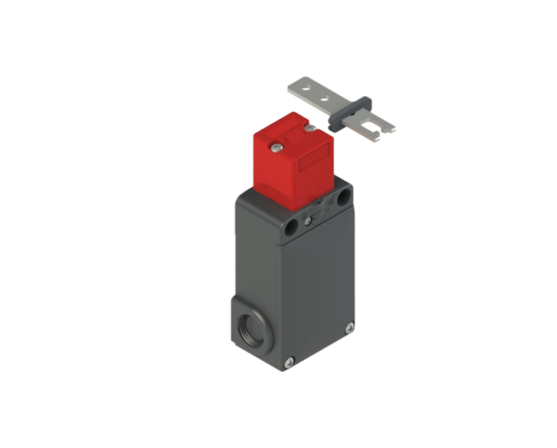 Interruptor de seguridad PIZZATO FS 2896D024-FM2 con actuador separado y función de enclavamiento mediante bloqueo, carcasa de tecnopolímero robusta e IP67.