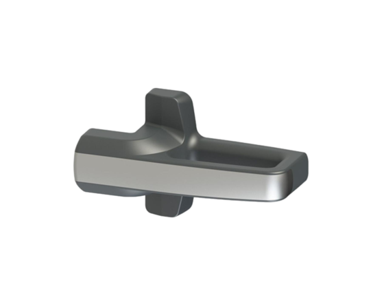 Mango de seguridad PIZZATO AN S9A000A con agarre cromado satinado, diseñado para uso con interruptores de la serie NS en sistemas de protección industrial.