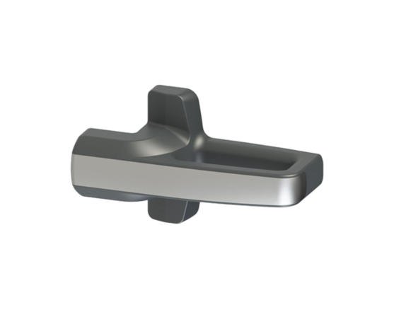 Mango de seguridad PIZZATO AN G9A000A de la línea P-KUBE Krome, con empuñadura metálica cromada satinada, diseñado para aplicaciones industriales de apertura de puertas protegidas.