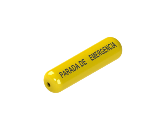Indicador de función PIZZATO VF AF-IF1GR06 con texto "PARADA DE EMERGENCIA" para señalización en dispositivos de seguridad.