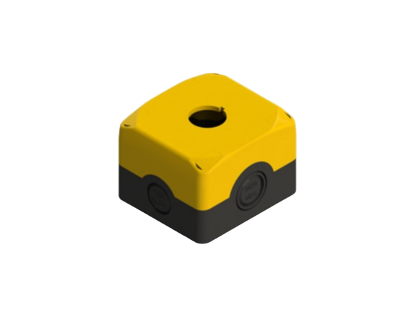 Carcasa industrial Pizzato ES 31001 con tapa amarilla para automatización