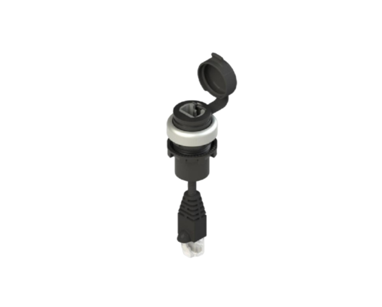 Toma RJ45 EROUND PIZZATO E2 1RJ459AN1.5 con protección IP67, conector frontal hembra Cat. 5e y acabado cromado satinado